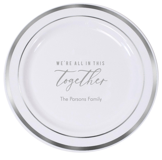 We're All In This Together Premium Banded Plastic Plates